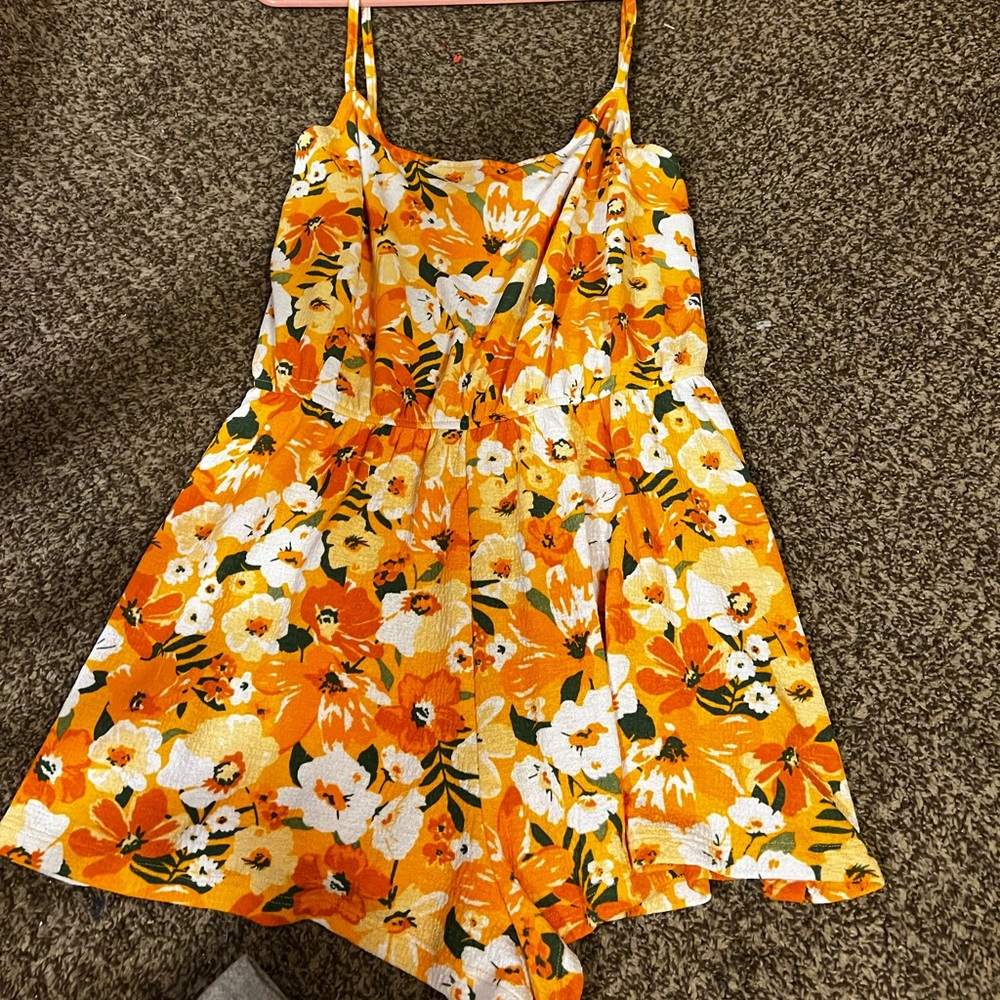 Orange floral romper
